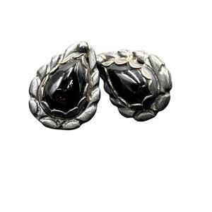 Rb Signed Sterling silver Black Onyx Southwestern Native‎ American Stud earrings